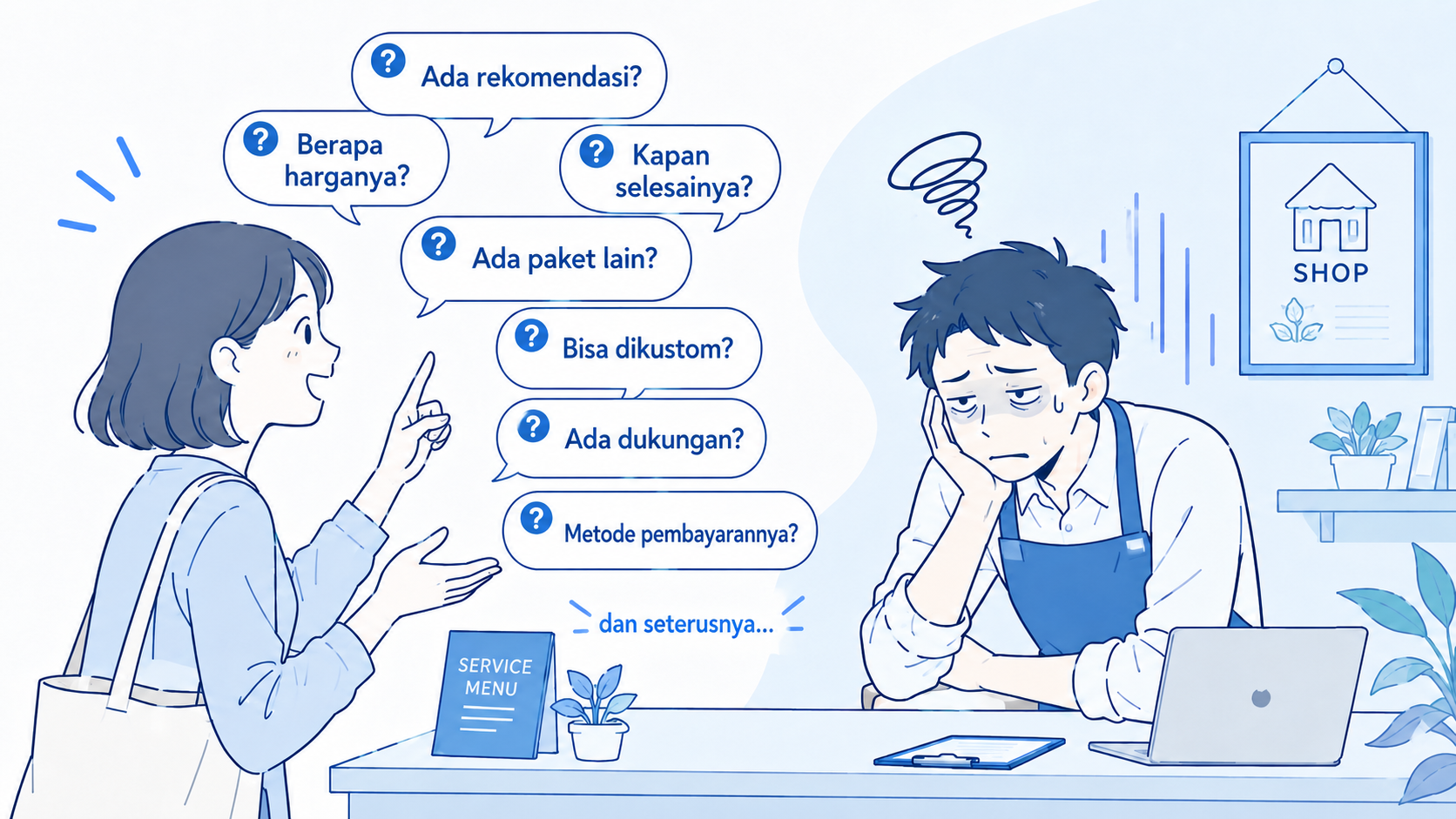 Ilustrasi ruang kerja yang menggambarkan kebutuhan pembuatan website